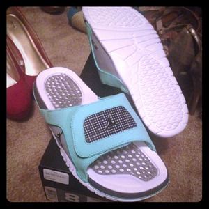 Mint green Jordan slides