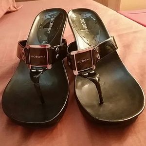 BCBG black wedges