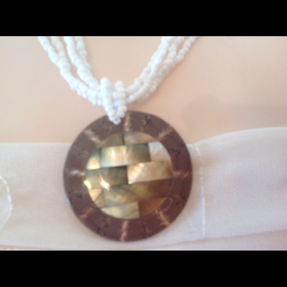Bali coco shell and abalone necklace