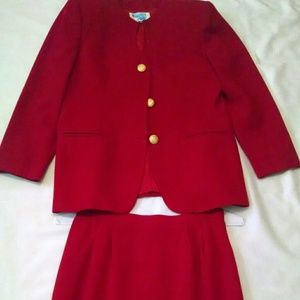 Hot Red Kasper skirt suit size 10