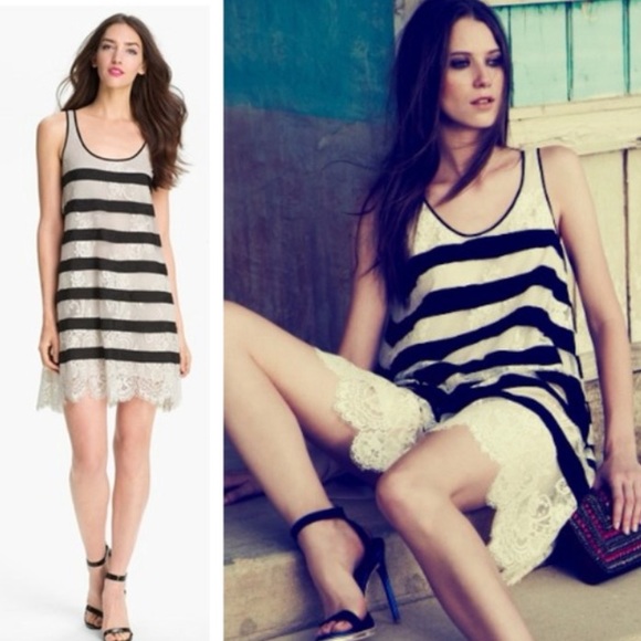 Bcbg striped lace dress