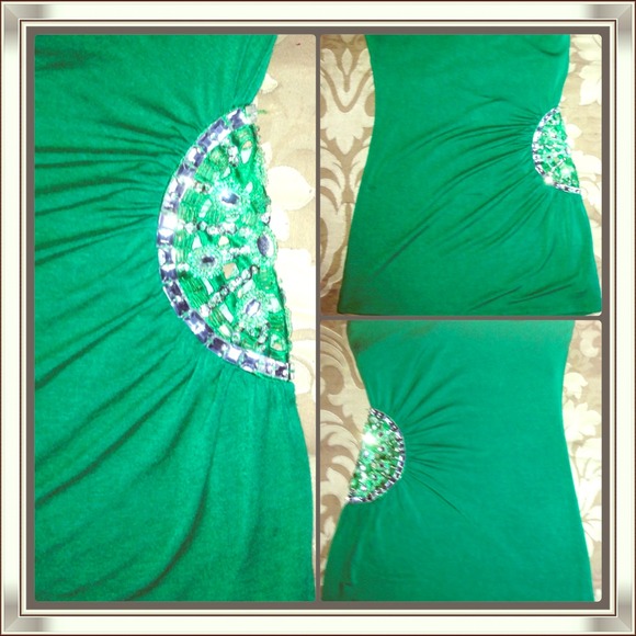 Bebe Bright Green Crystal Tube Top Size Small