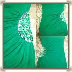Bebe Bright Green Crystal Tube Top Size Small
