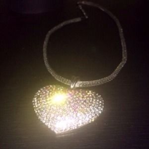 Crystal heart oversized statement necklace