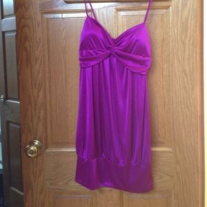Fuchsia spagetti strap long tank. Silky material.
