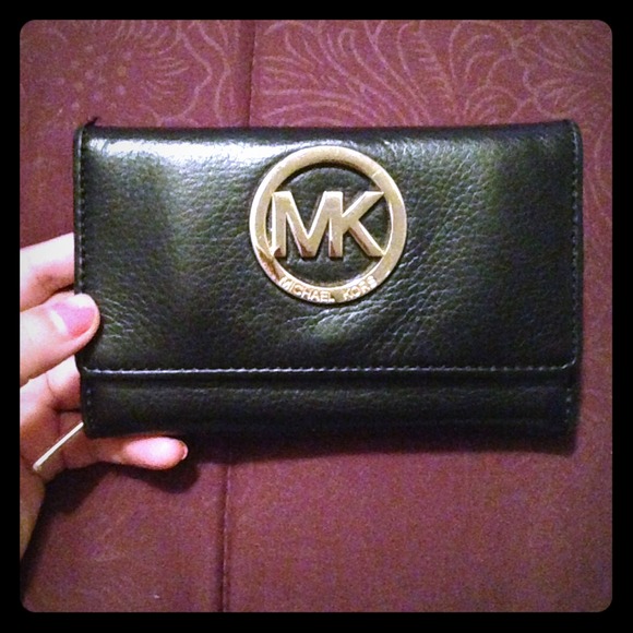 Authentic  Black Leather MK Wallet