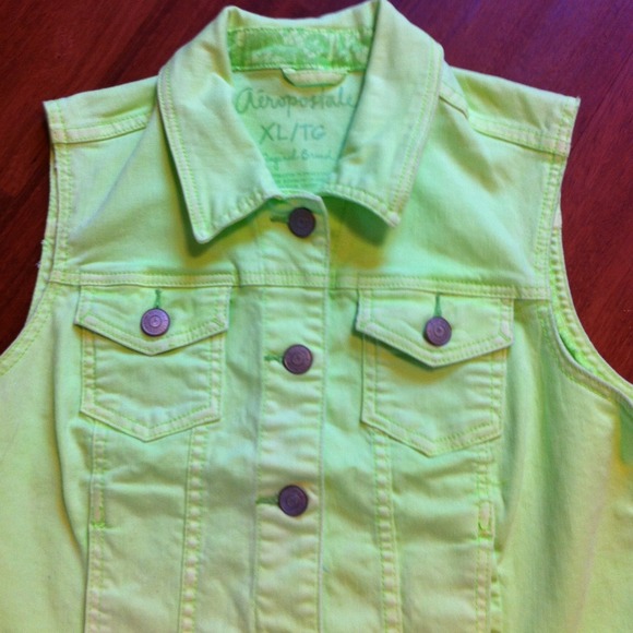 Aeropostale Jackets & Blazers - Host Pick!  🎀 Lime denim vest 🎀
