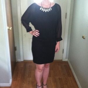 **SOLD** Black sweater dress with sheer sleeves