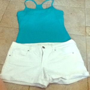 American Eagle white denim shorts.