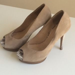 Zara nude suede heels