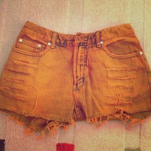 Orange High Waisted Shorts