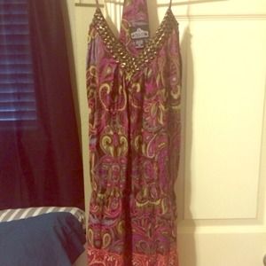 Halter paisley studded boho vintage dress