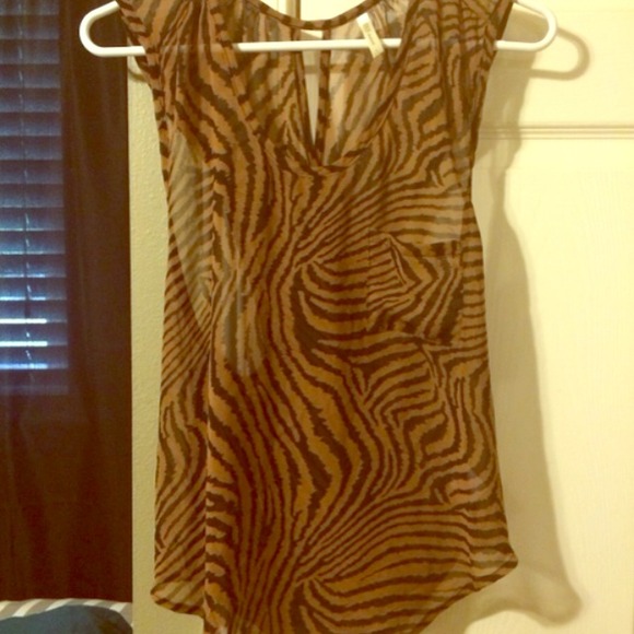 Zebra sheer open back tulip top