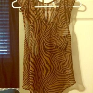 Zebra sheer open back tulip top