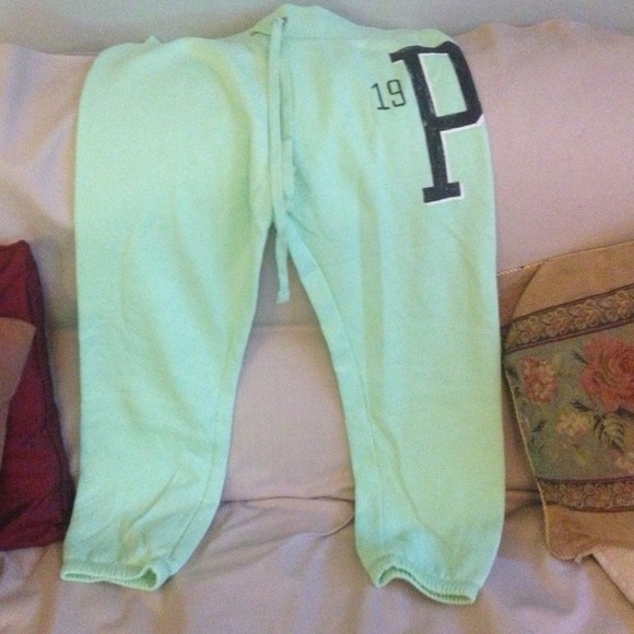 PINK 3/4 light green sweats ; Never Worn