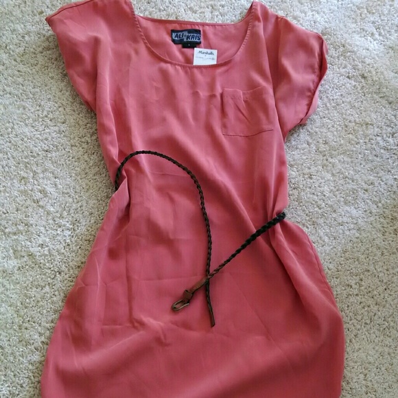 Coral pullover dress w/ belt