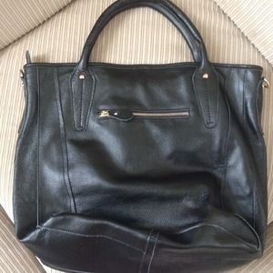 Black leather tote