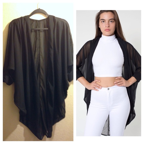 Black Chiffon Shawl Cardigan
