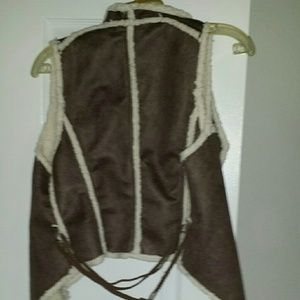 Brown shearling vest