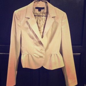 Beige blazer with ruffle detail