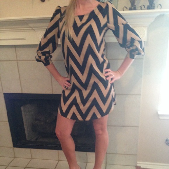 Chevron Black and Tan dress