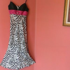 Elegant zebra and pink evening gown