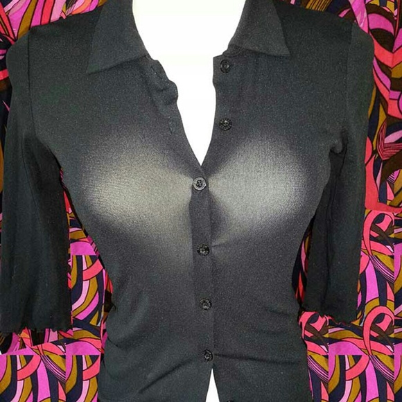 SOLD -Black transparent stretch shirt - Picture 1 of 2