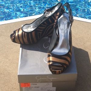 Jessica Simpson zebra wedge shoes. New with box
