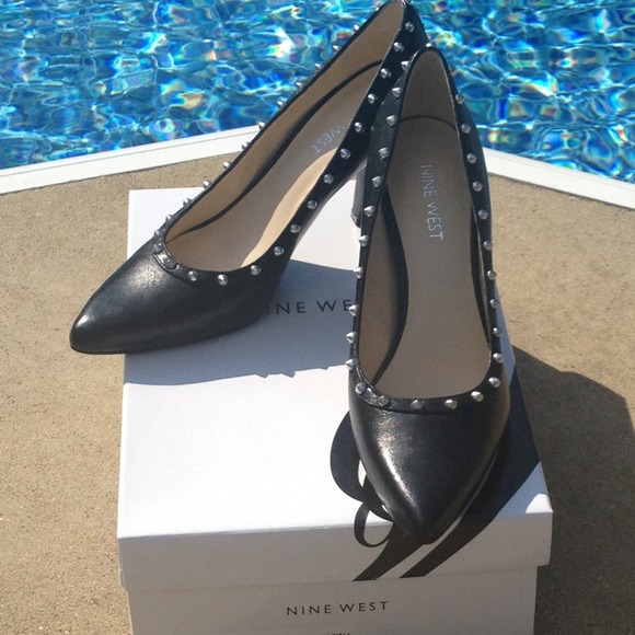 Black studded Nine West pumps. New with box