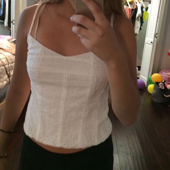White spaghetti strap bustier top