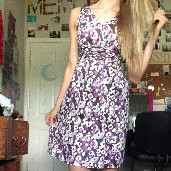Purple print dress and cardigan bundle