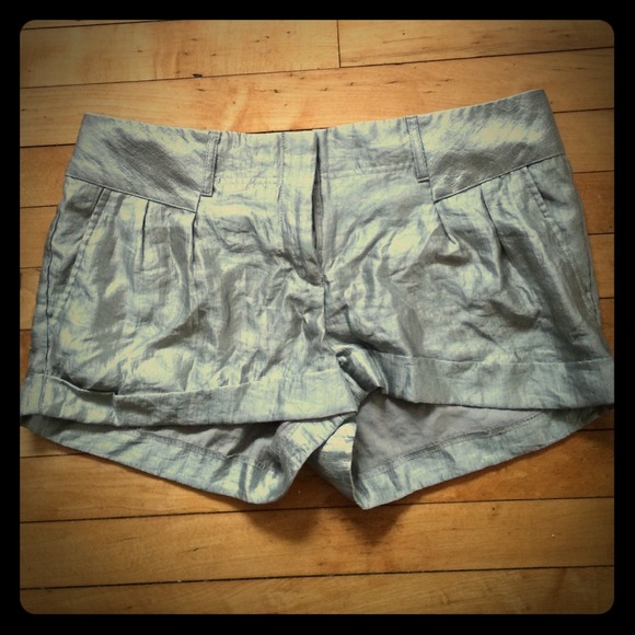 Metallic Silver Taupe Express Shorts Sz 10