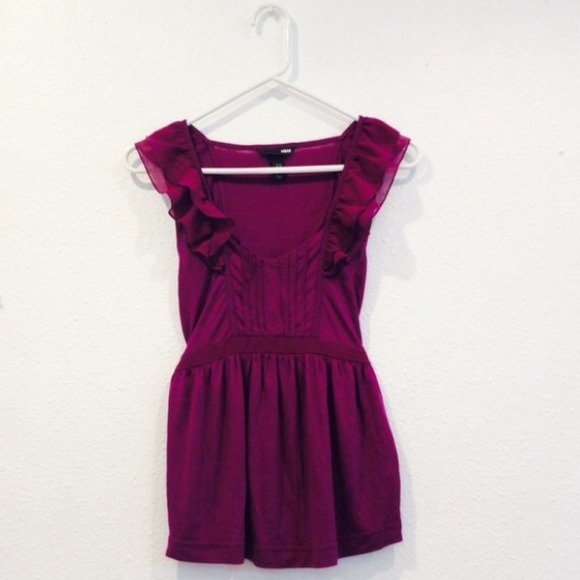 Reduced* NWOT H&M Magenta Peplum Blouse - XS