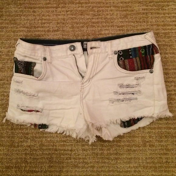 Free People tribal white shorts