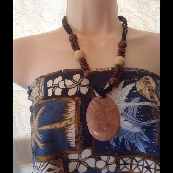 Bali coconut wood beads and stone