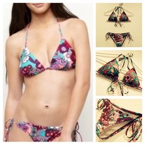 REDUCED* NWOT Roxy Magenta Print Bikini Set - S