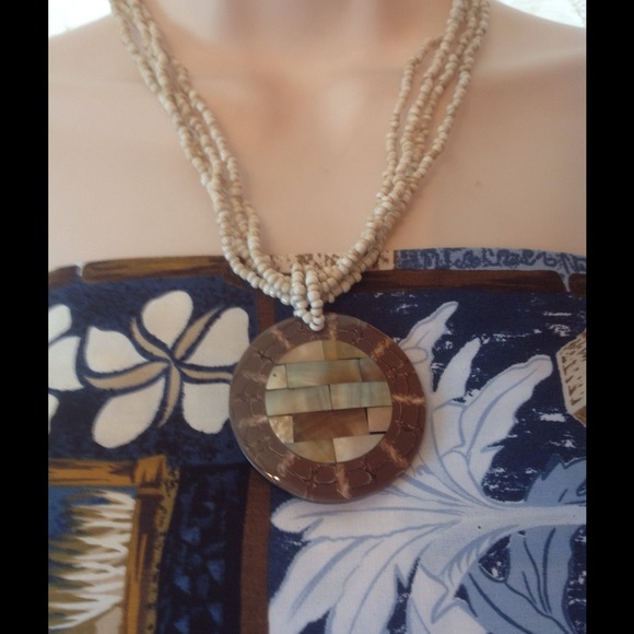 Bali abalone and shell necklace and earrings