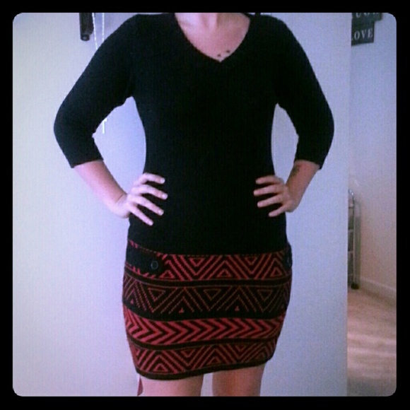 Black and red sweater dress