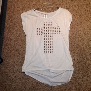 Cream colored semi high-low top with gold studs