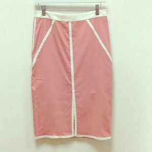 Faux leather pink pencil skirt