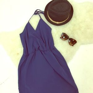 Nasty Gal navy blue halter dress