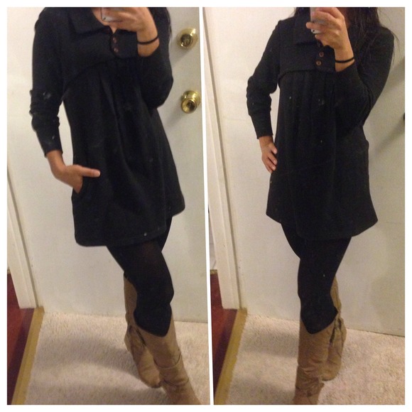 Dark blue baby doll shirt dress