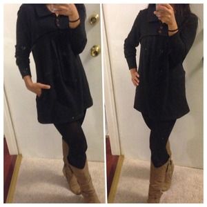 Dark blue baby doll shirt dress