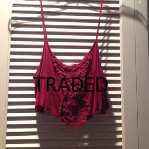 Maroon crochet layered crop top