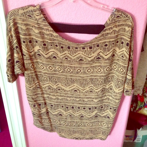 Tribal print cross back top