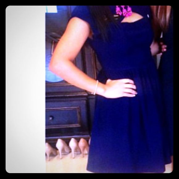 Ya navy blue cutout bowtie dress