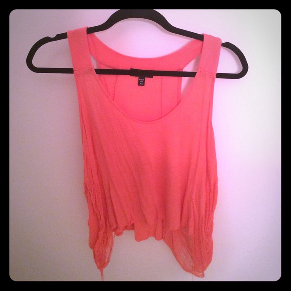 bebe Pink Tank with Destroyed sides design