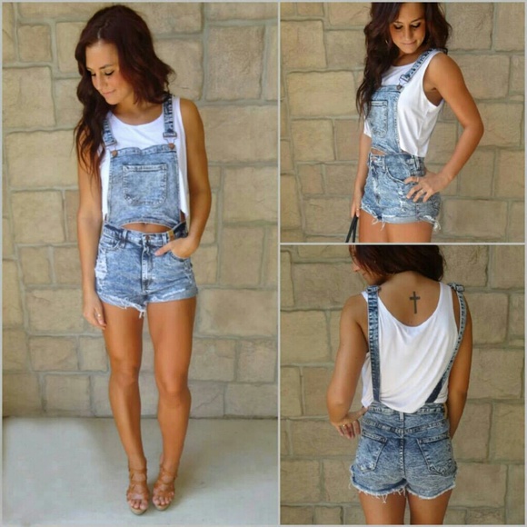 Denim overall/shorts