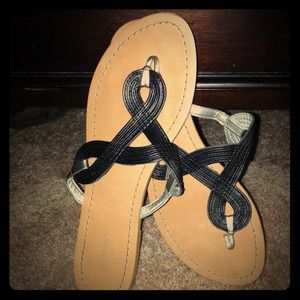 Old navy black and silver sandals. NEVER WORN!