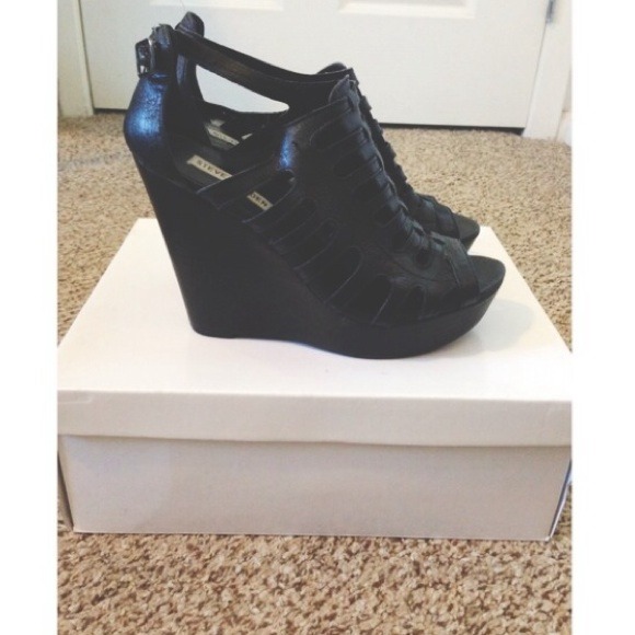 Steve Madden Black Wedges-Great condition!